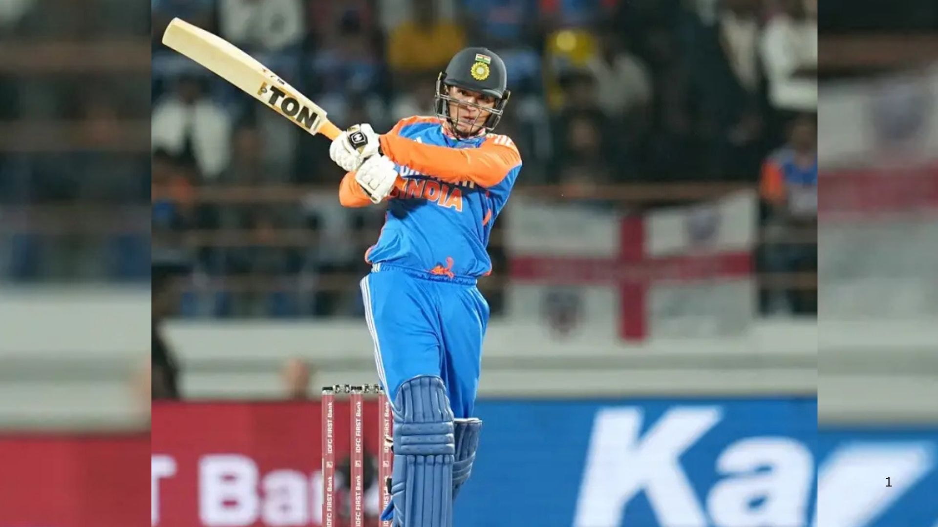 Abhishek Sharma batting during India vs England 5th T20I at Wankhede Stadium.